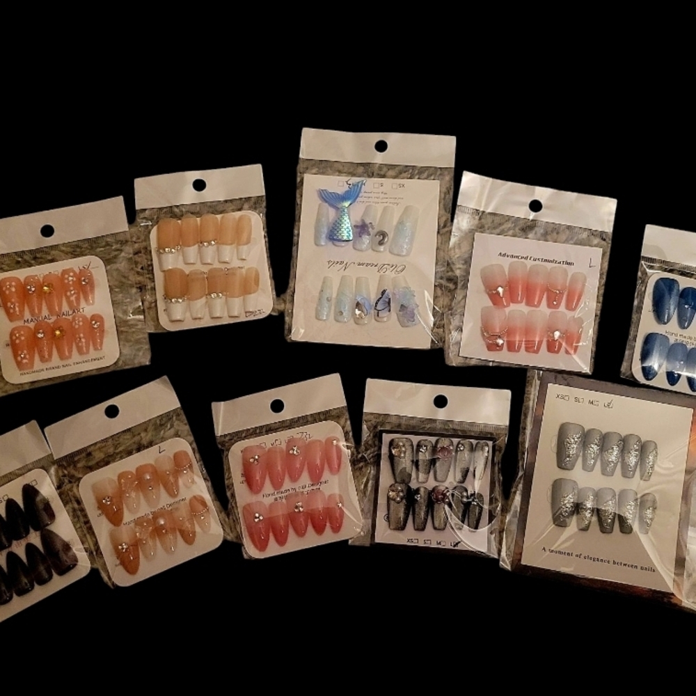 Assorted Handmade Press-On Nails 10 Sets